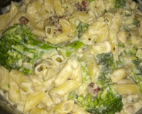 Macarrão com brócolis e molho branco