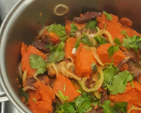 Lascas de carne seca com abóbora