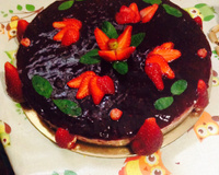 Cheesecake com cobertura de framboesa