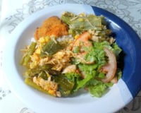 Quiabo com frango desfiado