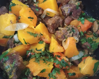 Lascas de carne seca com abóbora