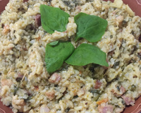 Risoto de espinafre com bacon