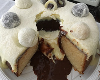 Bolo vulcão de leite em pó com creme de avelã