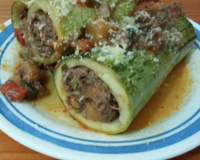 Abobrinha recheada com carne moída