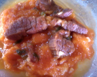 Carne seca com purê de abóbora