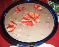 Estrogonofe de chocolate com morangos