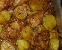 Coxa e sobrecoxa de frango assado