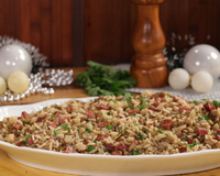 Arroz com lentilha e calabresa