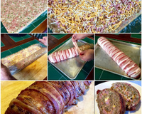 Rocambole de carne ao bacon recheado