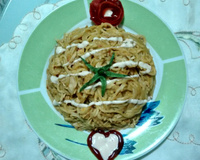 Macarrão com frango na panela de pressão