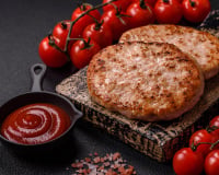 Hambúrguer bovino caseiro sem glúten de farinha de arroz