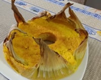 Bolo pamonha na palha do milho