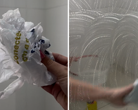 Nada de bucha, agora eu só limpo o box com uma sacolinha plástica: o truque viralizou, eu testei e não acreditei no resultado!