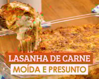 Lasanha de carne moida com queijo e presunto