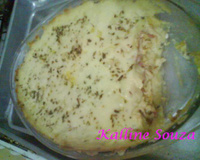 Gratinado de presunto, mussarela e frango desfiado