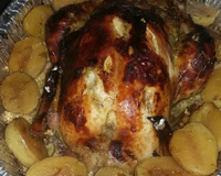 Frango recheado e assado na cerveja preta