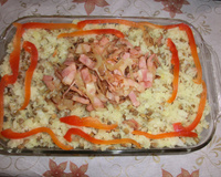 Arroz com lentilha e cebola dourada