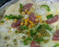 Pizza de tabuleiro com pão de forma
