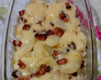 Batatas gratinadas com bacon