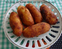 Bolinho de aipim com queijo e recheado