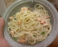 Massa ao molho de camarão e vinho branco