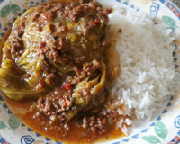 Carne moída com repolho na pressão