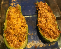 Canoa de abobrinha recheada com carne moída