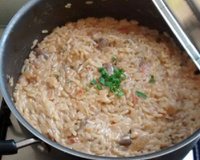 Risoto de coração de galinha