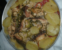 Corvina assada ao forno com vinho branco seco