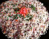 Arroz carreteiro no disco de arado