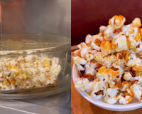 Pipoca doce caramelizada saudável fácil de fazer no micro-ondas e com apenas 2 ingredientes