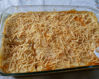 Batata recheada em travessa