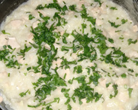 Risoto de salmão à moda do chef