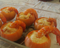 Abóbora recheada com creme de camarão