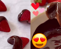 Ainda dá tempo de fazer pro Dia dos Namorados: morangos com chocolate em formato de coração muito fácil de fazer