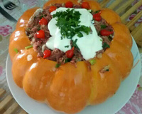 Carne seca desfiada na moranga