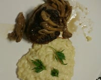 Risoto de limão com medalhão de filé mignon e shimeji