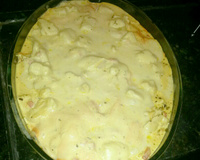 Macarrão com frango e queijos ao forno