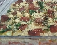 Arroz cremoso tropical com calabresa