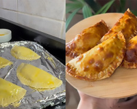 Pastel fácil na airfryer pronto em poucos minutos é o meu lanche da tarde de todos os dias