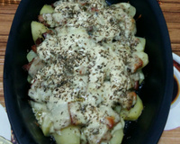 Batatas gratinadas com bacon