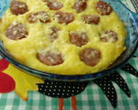 Purê de aipim com linguiça e queijo