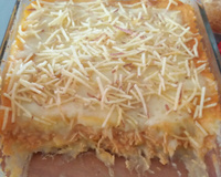 Purê de batata ao forno com frango desfiado