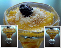 Curau com coco e caramelo