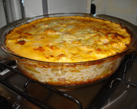 Gratinado de batata com presunto e queijo