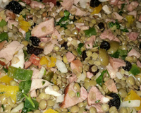 Salada de lentilha com bacon