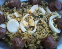 Virado de ervilhas com calabresa e ovos