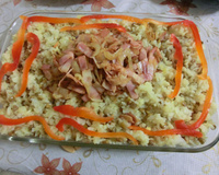 Arroz com lentilha e cebola dourada