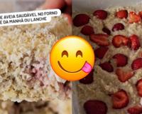 Aveia como você nunca viu: mingau de forno sabor bolo de coco com morango para um café da manhã saudável todos os dias da semana