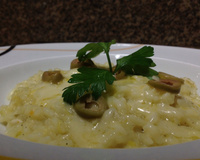 Risoto de alho poró com queijo brie